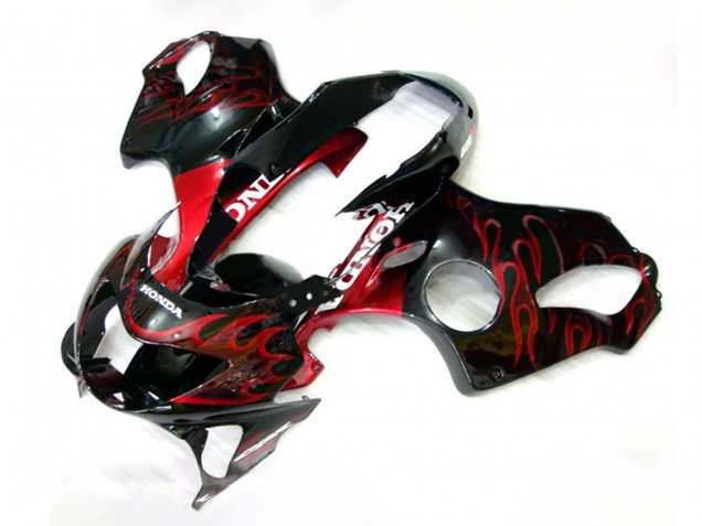 1999-2000 Honda CBR600 F4 Motorcycle Fairings - Glossy Black Red Flame Canada for Sale