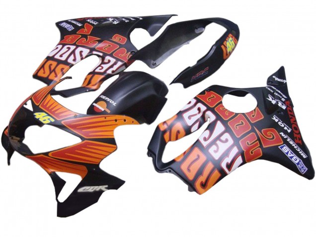 1999-2000 Honda CBR600 F4 Motorcycle Fairings - Matte Black Orange Rossi Repsol 46 Canada for Sale