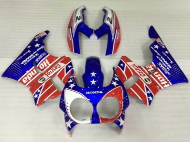 1992-1993 Honda CBR900RR 893 Motorcycle Fairings - White Red Blue Star Castrol Canada for Sale