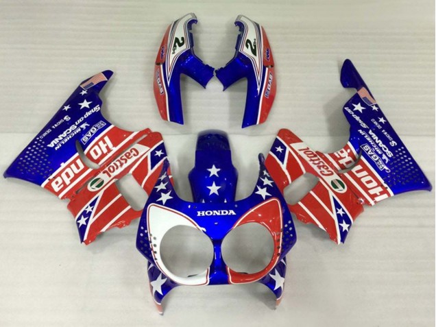 1992-1993 Honda CBR900RR 893 Motorcycle Fairings - White Red Blue Star Castrol Canada for Sale