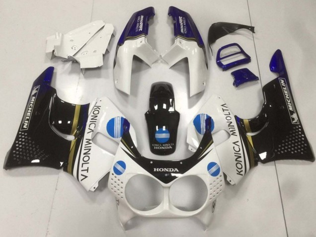 1992-1993 Honda CBR900RR 893 Motorcycle Fairings - White Blue Glossy Black Konica Minolta Canada for Sale