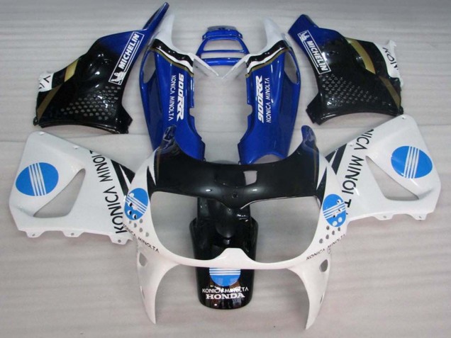 1994-1995 Honda CBR900RR 893 Motorcycle Fairings - White Blue Glossy Black Konica Minolta Canada for Sale