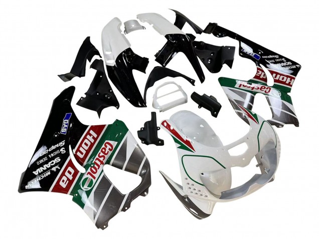 1996-1997 Honda CBR900RR 893 Motorcycle Fairings - White Green Grey Glossy Black Castrol Canada for Sale