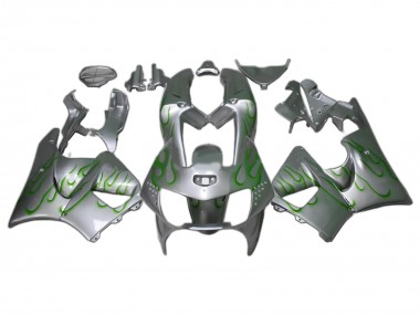 1998-1999 Honda CBR900RR 919 Motorcycle Fairings - Silver Green Flame Canada for Sale