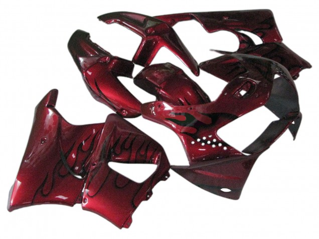 1998-1999 Honda CBR900RR 919 Motorcycle Fairings - Dark Red with Black Flame Canada for Sale