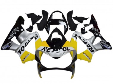 2000-2001 Honda CBR900RR 929 Motorcycle Fairings - Yellow Silver Glossy Black Repsol Canada for Sale