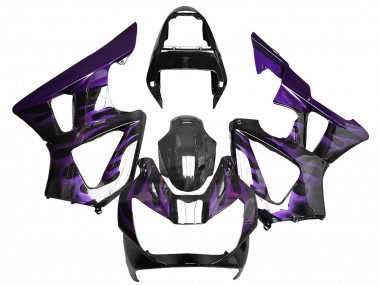 2000-2001 Honda CBR900RR 929 Motorcycle Fairings - Glossy Black Purple Flame Canada for Sale
