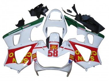 2000-2001 Honda CBR900RR 929 Motorcycle Fairings - White Red Green Castrol San Carlo Canada for Sale