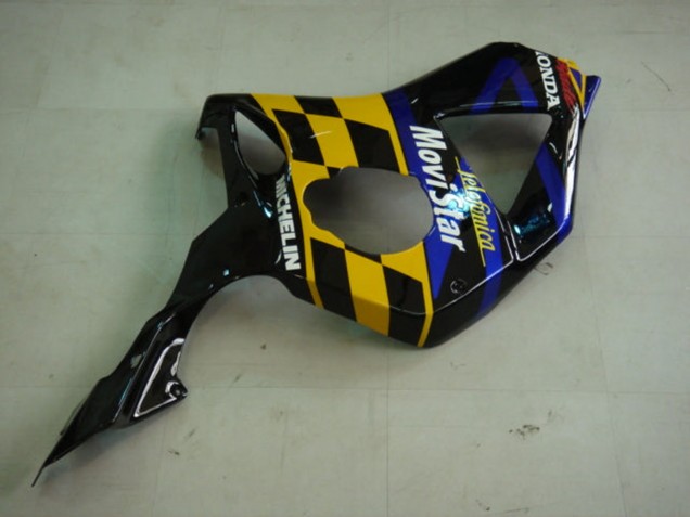 2002-2003 Honda CBR900RR 954 Motorcycle Fairings - Blue Yellow Glossy Black Telefumica MoviStar Castrol Canada for Sale
