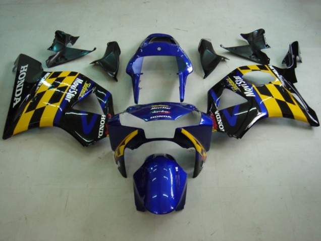 2002-2003 Honda CBR900RR 954 Motorcycle Fairings - Blue Yellow Glossy Black Telefumica MoviStar Castrol Canada for Sale