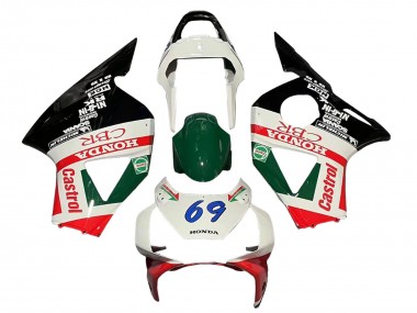 2002-2003 Honda CBR900RR 954 Motorcycle Fairings - White Red Green Glossy Black Castrol Canada for Sale