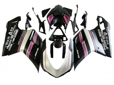 2007-2014 Ducati 848 Motorcycle Fairings - White Pink Glossy Black Connie Canada for Sale