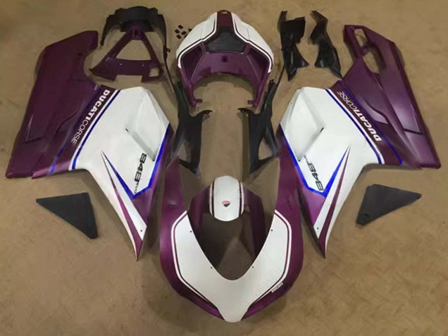 2007-2014 Ducati 848 Motorcycle Fairings - White Blue Purple Corse Canada for Sale