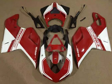 2007-2014 Ducati 848 Motorcycle Fairings - White Red Corse Canada for Sale
