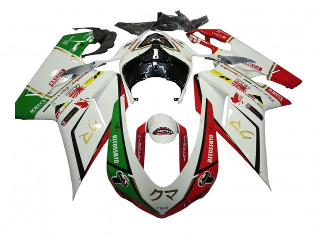 2007-2014 Ducati 848/1098/1198 Motorcycle Fairings - White Red Green Accossato Canada for Sale
