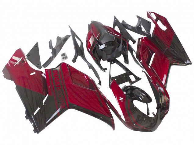 2007-2014 Ducati 848 Motorcycle Fairing - Red Glossy Black Canada for Sale
