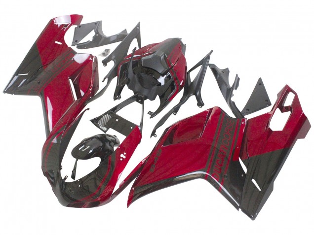 2007-2014 Ducati 848 Motorcycle Fairing - Red Glossy Black Canada for Sale