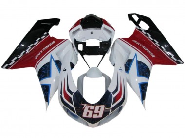 2007-2014 Ducati 848/1098/1198 Motorcycle Fairings - White Red Blue Glossy Black Corse 69 Canada for Sale