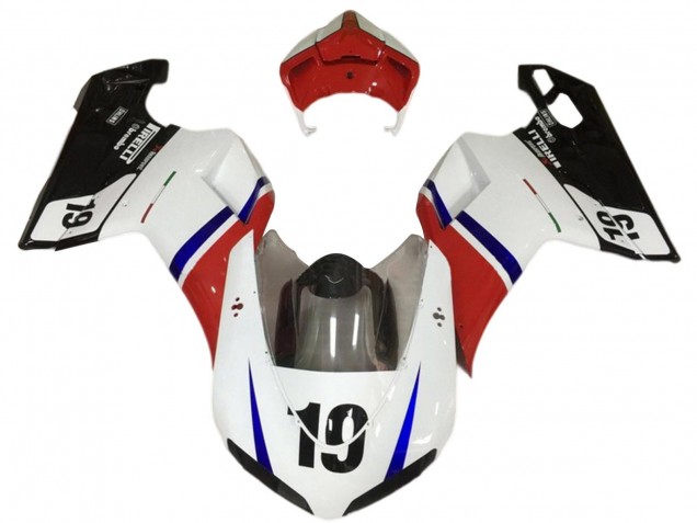 2007-2014 Ducati 848/1098/1198 Motorcycle Fairings - White Red Blue Glossy Black 19 Canada for Sale