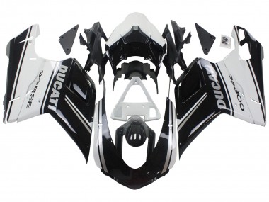 2007-2014 Ducati 848/1098/1198 Motorcycle Fairings - White Glossy Black Corse Canada for Sale