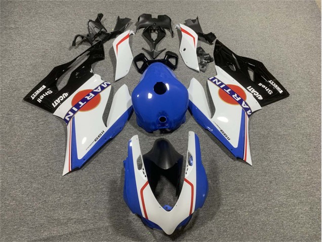 2011-2014 Ducati Panigale 899/1199 Motorcycle Fairings - White Blue Glossy Black Martini Canada for Sale