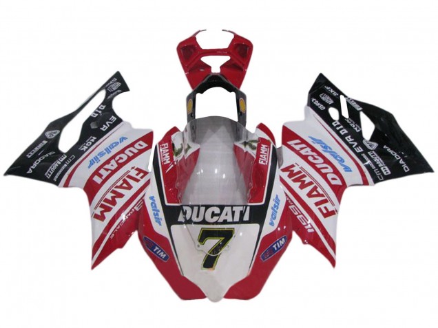 2011-2014 Ducati 1199 Motorcycle Fairings - White Red Glossy Black Fiamm Valsir 7 Canada for Sale