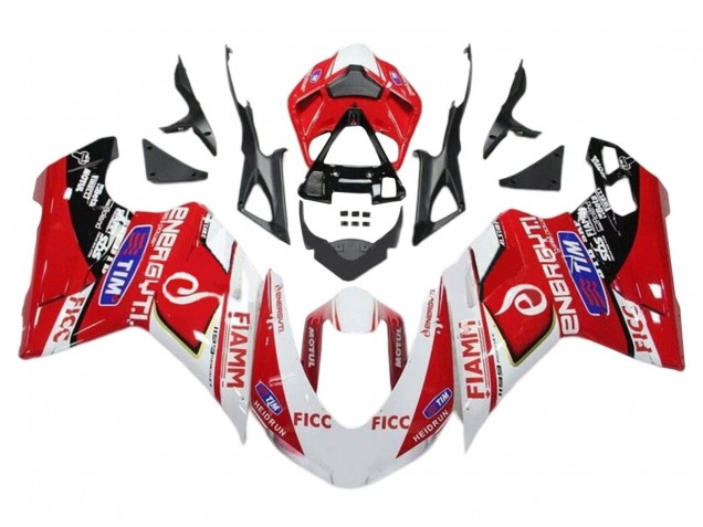 2011-2014 Ducati 1199 Motorcycle Fairings - White Red Glossy Black Ficc Fiamm Canada for Sale