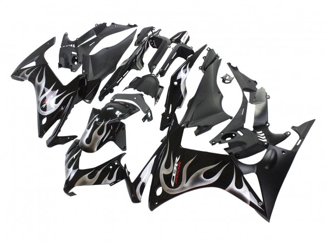 2013-2015 Honda CBR500R Motorcycle Fairings - Glossy Black Silver Flame Canada for Sale