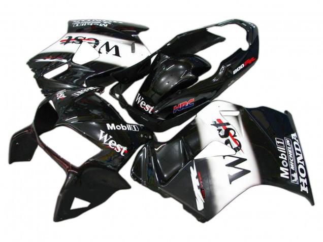 1998-2001 Honda VFR 800 Motorcycle Fairings - Glossy Black White West HRC Canada for Sale
