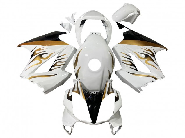 2002-2013 Honda VFR 800 Motorcycle Fairings - White Gold Flame Canada for Sale