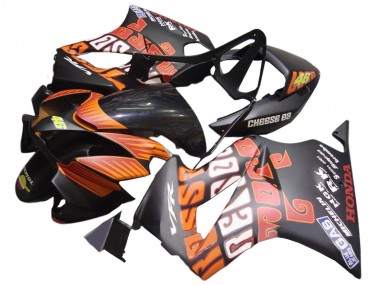 2002-2013 Honda VFR 800 Motorcycle Fairings - Matte Black Orange Rossi Repsol 46 Canada for Sale