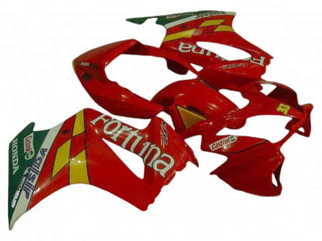 2002-2013 Honda VFR 800 Motorcycle Fairings - Red Yellow Green Fortuna Castrol Valsir 33 Canada for Sale