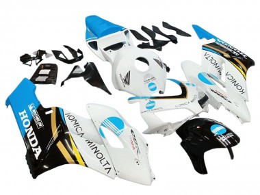 2004-2005 Honda CBR1000RR Motorcycle Fairings - White Light Blue Yellow Black Konica Minolta Canada for Sale