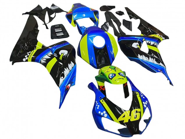 2006-2007 Honda CBR1000RR Motorcycle Fairings - Blue Fluorescent Green Glossy Black Shark 46 Canada for Sale