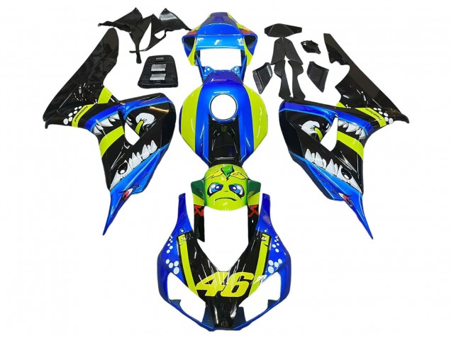 2006-2007 Honda CBR1000RR Motorcycle Fairings - Blue Fluorescent Green Glossy Black Shark 46 Canada for Sale