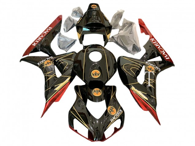 2006-2007 Honda CBR1000RR Motorcycle Fairings - Glossy Black Red Gold BACARDI Canada for Sale