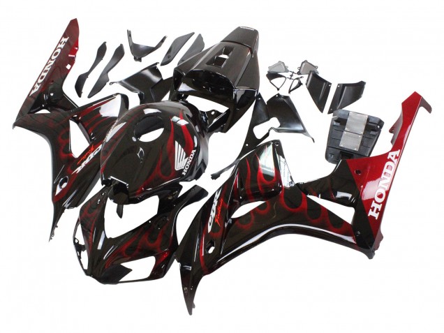2006-2007 Honda CBR1000RR Motorcycle Fairing - Glossy Black Red Flame Canada for Sale