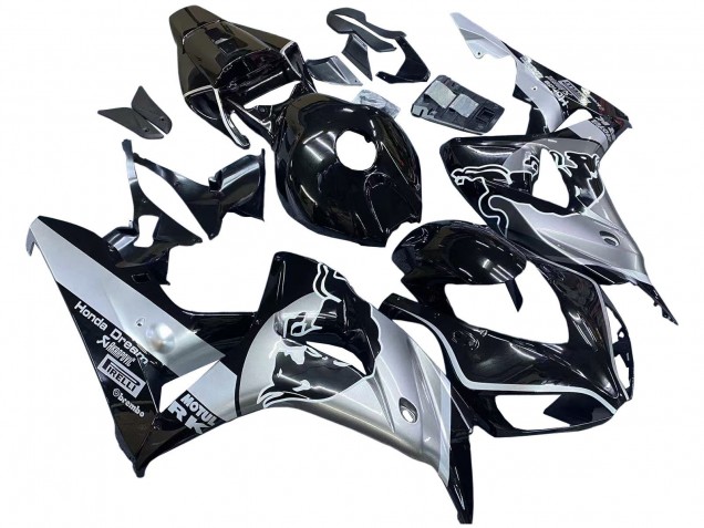 2006-2007 Honda CBR1000RR Motorcycle Fairings - Silver Glossy Black Red Bull Canada for Sale