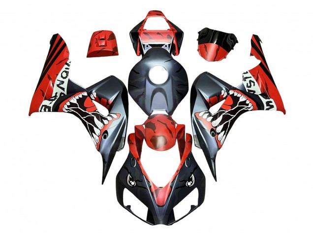 2006-2007 Honda CBR1000RR Motorcycle Fairings - Red Matte Black Monster Shark Canada for Sale