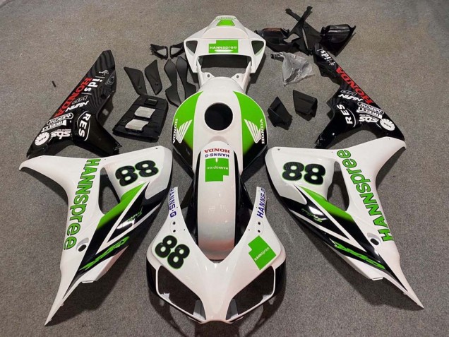 2006-2007 Honda CBR1000RR Motorcycle Fairings - White Green Glossy Black Hannspree 88 Canada for Sale