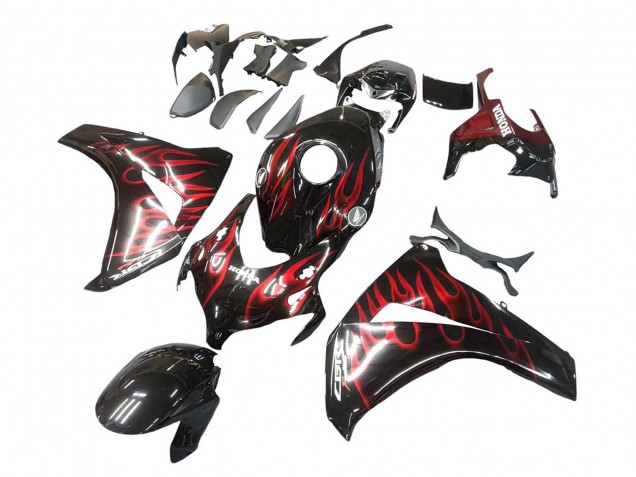 2008-2011 Honda CBR1000RR Motorcycle Fairing - Glossy Black Red Flame Canada for Sale
