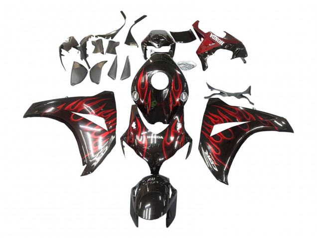 2008-2011 Honda CBR1000RR Motorcycle Fairing - Glossy Black Red Flame Canada for Sale