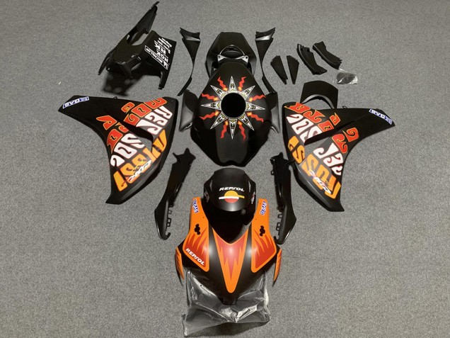 2008-2011 Honda CBR1000RR Motorcycle Fairings - Matte Black Orange Repsol Rossi Canada for Sale