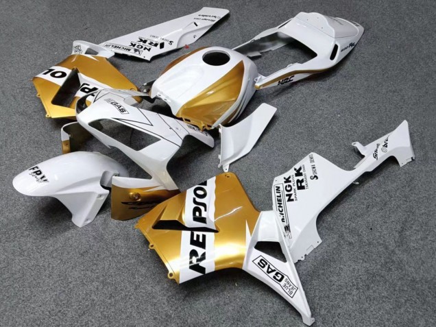 2003-2004 Honda CBR600RR Motorcycle Fairings - White Gold Black Repsol Canada for Sale