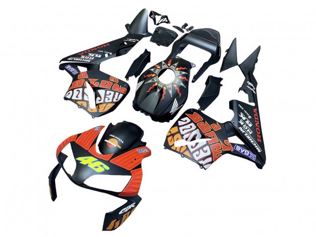 2003-2004 Honda CBR600RR Motorcycle Fairings - Matte Black Orange Repsol Rossi 46 Canada for Sale