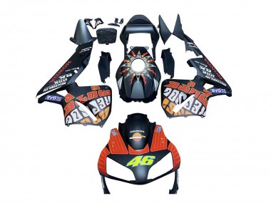 2003-2004 Honda CBR600RR Motorcycle Fairings - Matte Black Orange Repsol Rossi 46 Canada for Sale