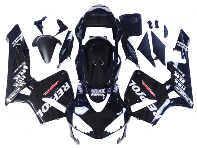 2003-2004 Honda CBR600RR Motorcycle Fairings - Glossy Black White Repsol Canada for Sale
