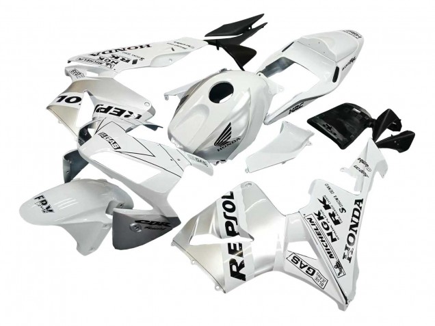 2003-2004 Honda CBR600RR Motorcycle Fairings - White Silver Black Repsol Canada for Sale