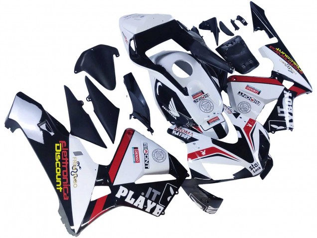 2003-2004 Honda CBR600RR Motorcycle Fairings - White Red Glossy Black DENSO Rimont Canada for Sale