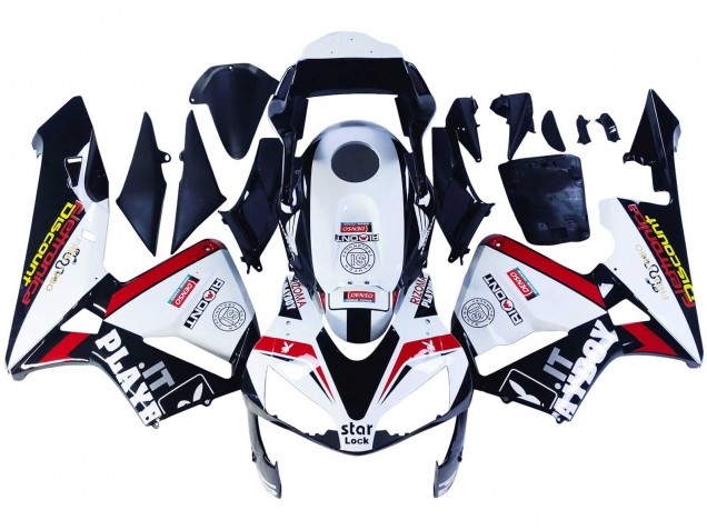 2003-2004 Honda CBR600RR Motorcycle Fairings - White Red Glossy Black DENSO Rimont Canada for Sale